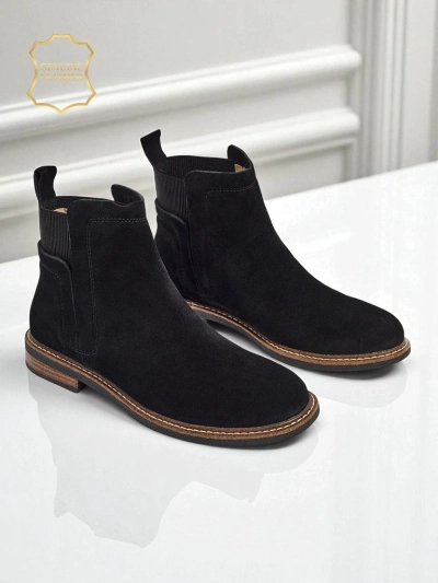 Botine Negre Ariston din Piele cu Piele Întoarsă
