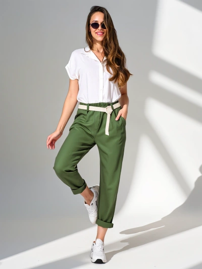 Royalfashion Pantaloni simpli pentru femei cu brâu