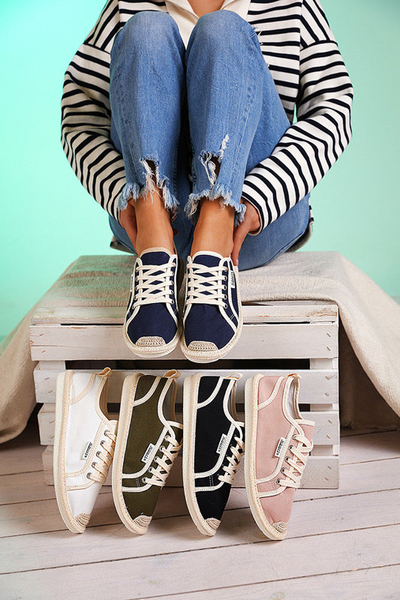 OUTLET Tenisi albi de dama Mokida tesuti - Incaltaminte