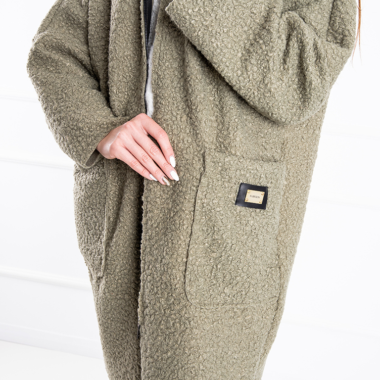 Geacă de damă verde - haina cu glugă - Îmbrăcăminte