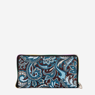 Geantă de croșetat cu model albastru, portofel pliabil - Accesorii