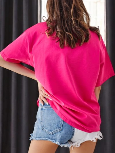 Royalfashion Tricou pentru femei din bumbac cu floare de trandafir