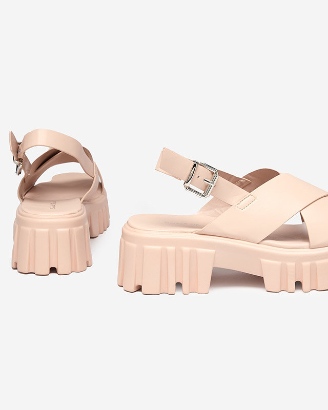 OUTLET Sandale de dama roz deschis pe talpa masiva Otida - Incaltaminte