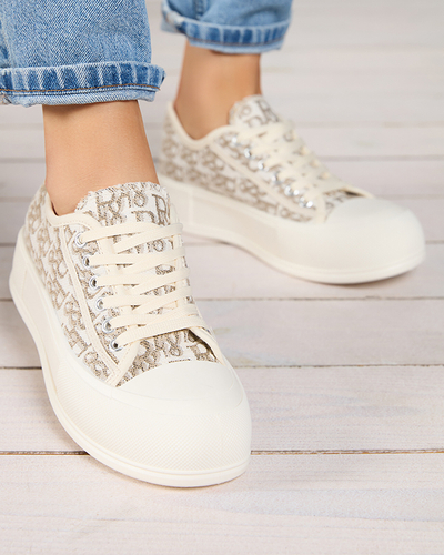 OUTLET Tenisi dama cu platforma cu model in culoarea bej Berika - Incaltaminte