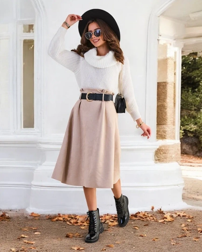 Fustă midi pentru femei Royalfashion a' la suede
