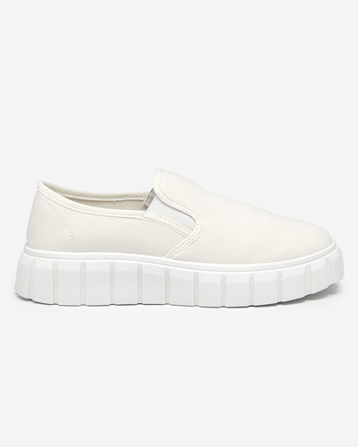 OUTLET Pantofi slip-on de dama albi pe talpa groasa Tenri - Incaltaminte
