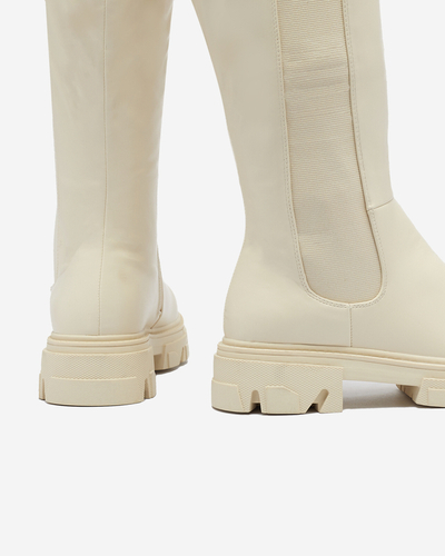 Cizme cremă pentru femei cu talpă medie Vebissa- Footwear