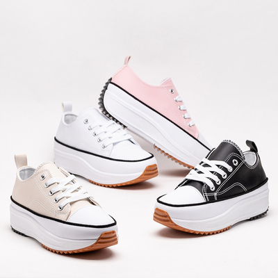 Pantofi sport dama roz deschis a'la tenisi Tenemika din piele ecologica - Incaltaminte