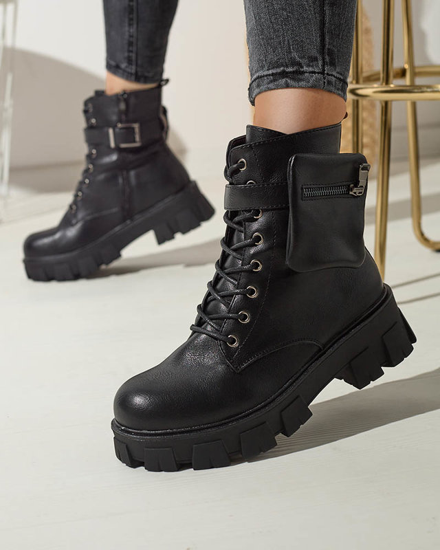 OUTLET Cizme bagger negre pentru femei cu husă Feffle- Footwear