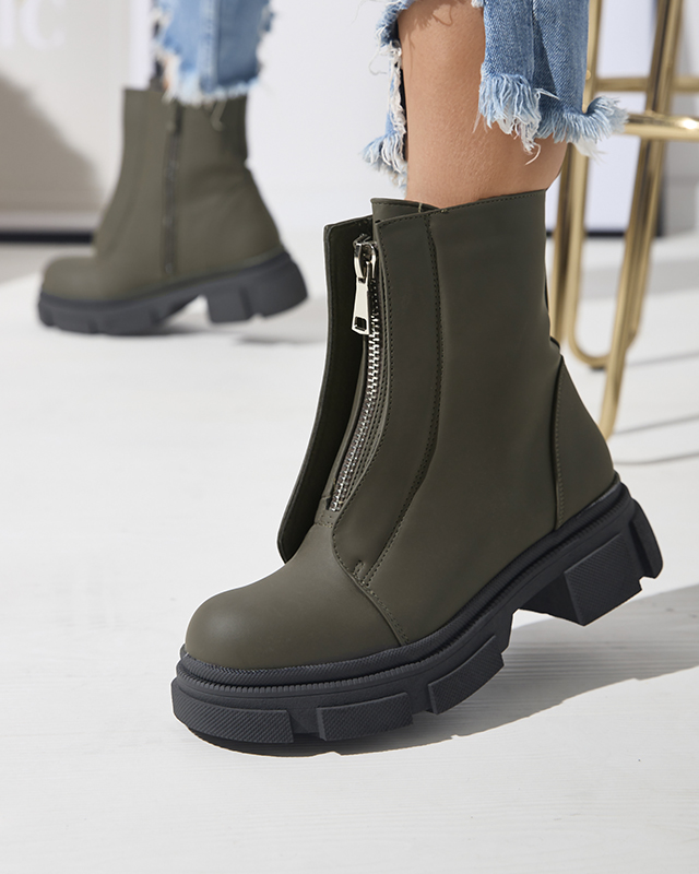 Cizme înalte izolate pentru femei, de culoare verde închis Slovys- Footwear