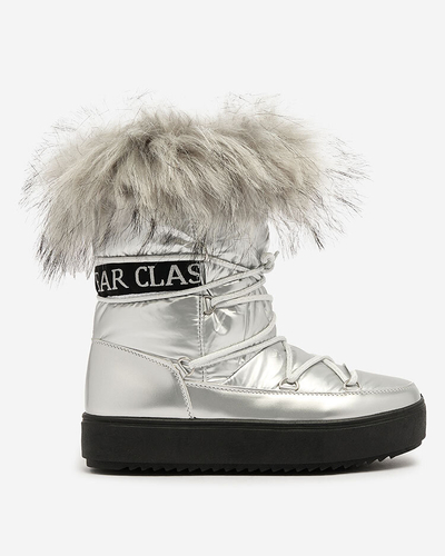 Royalfashion Silver cizme de alunecare a'la cizme de zăpadă pentru femei Efilayla