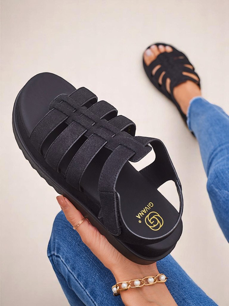 Aurtengei Heraclea Royalfashion Baschtschuhen auf Plattform schwarze aus Ekoleeder