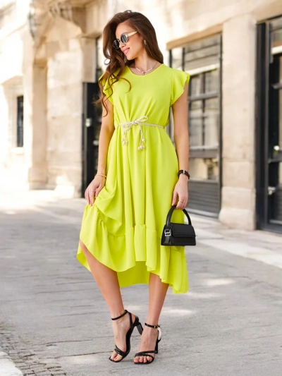 Rochie midi Royalfashion pentru femei cu volane și mâneci scurte