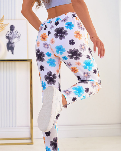Royalfashion Pantaloni de damă din țesătură cu motive florale