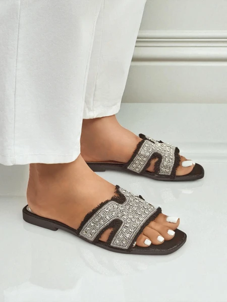 Royalfashion Sandale de damă cu pietre strălucitoare CrystalEase