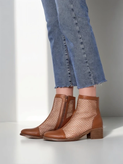 Botine perforate pentru femei Royalfashion cu toc jos Rowices