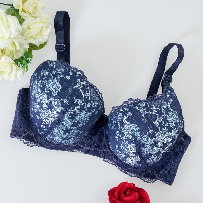 Sutien albastru căptușit cu dantelă - Lenjerie intimă