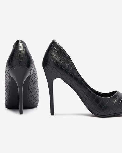 OUTLET Pantofi stiletto negri pentru femei cu ștanțare Asota - Încălțăminte