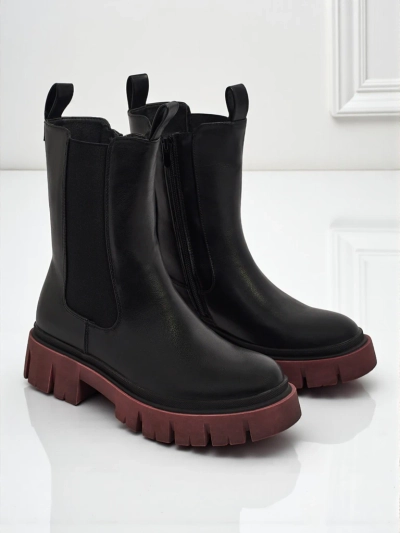 Botine înalte de damă din piele ecologică cu talpă colorată Dorvella