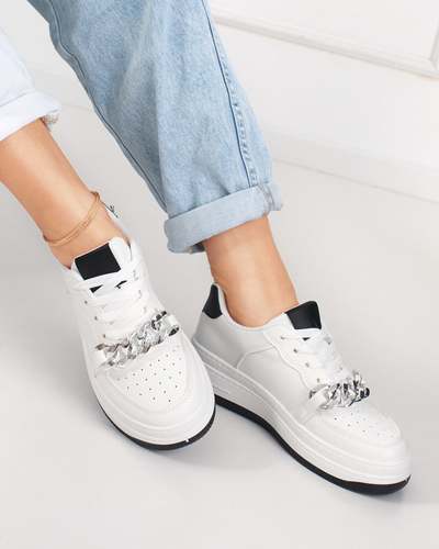 Pantofi sport alb-negru pentru femei adidasi cu lant Nevito - Incaltaminte