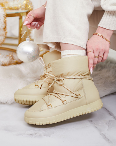 Royalfashion Cizme de zăpadă slip-on pentru femei de culoare bej Iredas