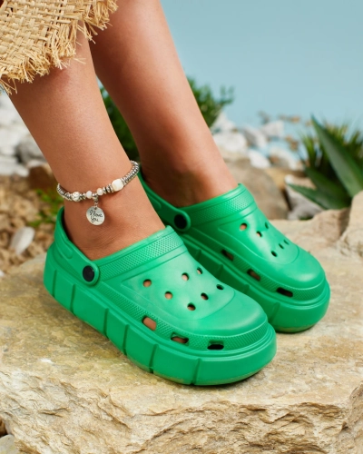 Royalfashion Șlapi de cauciuc pentru femei de culoare verde închis Kooranza