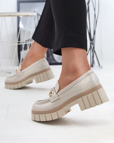 Mocasini de damă lăcuiți, bej Aquan- Footwear