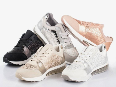 OUTLET Adidași negri cu decor de piele de șarpe Obsesie - Încălțăminte