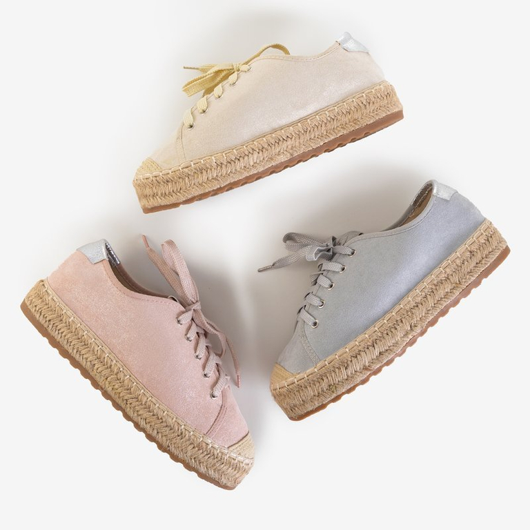 Adidași gri de damă a'la espadrile pe platforma Woilla - Încălțăminte