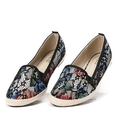 Czarne espadryle we wzorze kwiatowym Asta - Obuwie