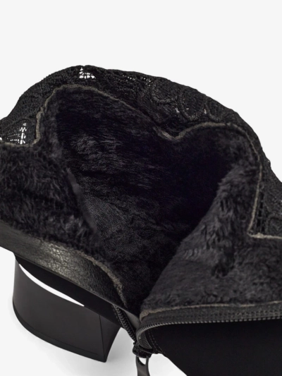 Botine damă mate cu toc gros și dantelă Velmoria