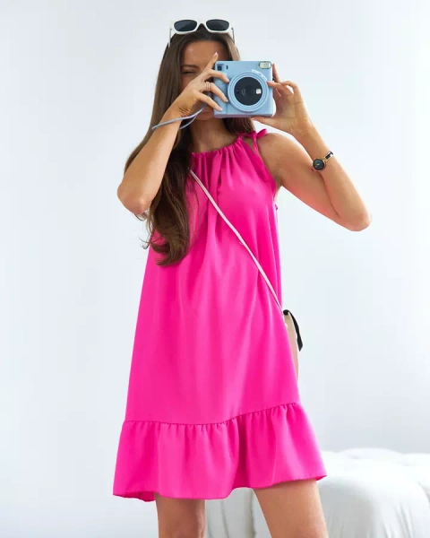 Royalfashion Rochie mini fucsia cu volan