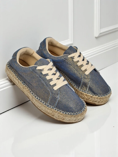 Aurelia Denim Espadrillos – sneakers de damă cu toc plat și material textil
