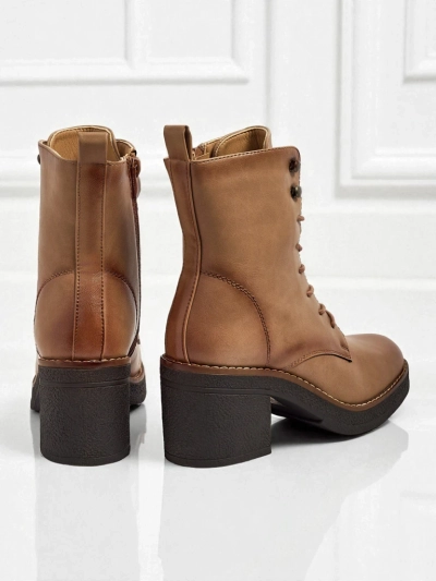 Botine de damă eco piele cu toc gros Zeltra