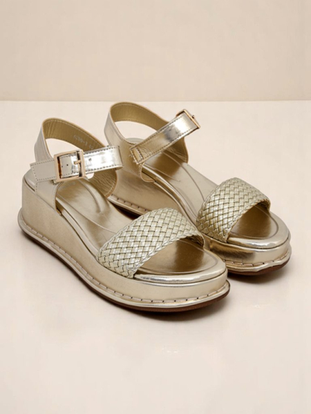 Royalfashion Sandale cu toc pentru femei, cu barete împletite Fiolle