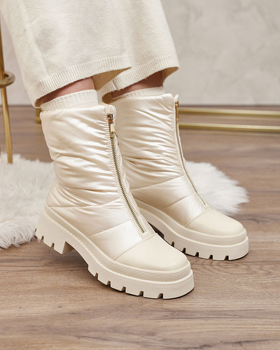 Royalfashion Cizme cu toc plat pentru femei Tainve Beige