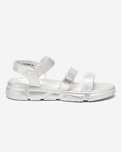 Sandale argintii lucioase pentru fete Seloni- Footwear