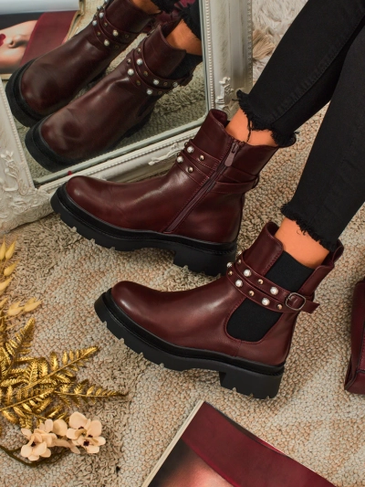 Botine înalte de damă din piele ecologică Pearl Mist