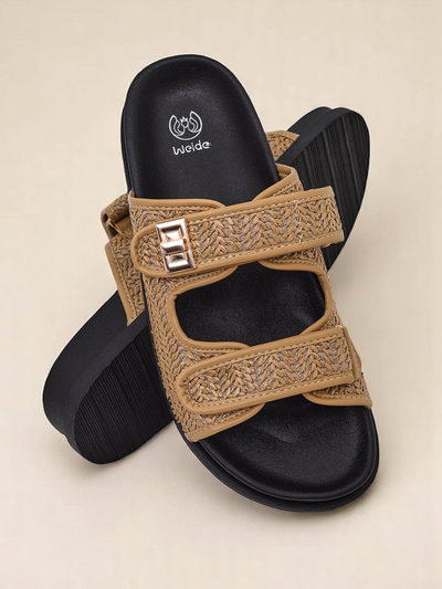 Royalfashion Sandale tip papuci pentru femei cu împletitură Delibeli