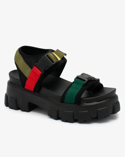 Royalfashion Sandale de damă verzi și negre cu talpă solidă Rodeksi