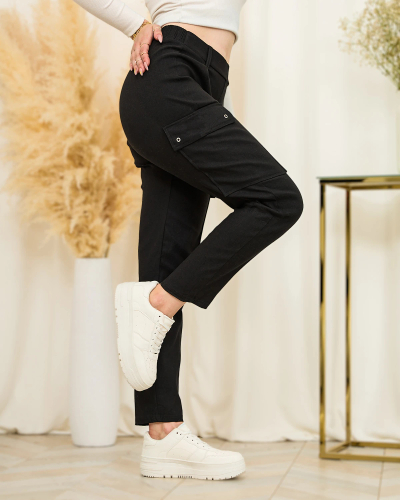 Royalfashion Pantaloni de luptă drepți pentru femei, negri