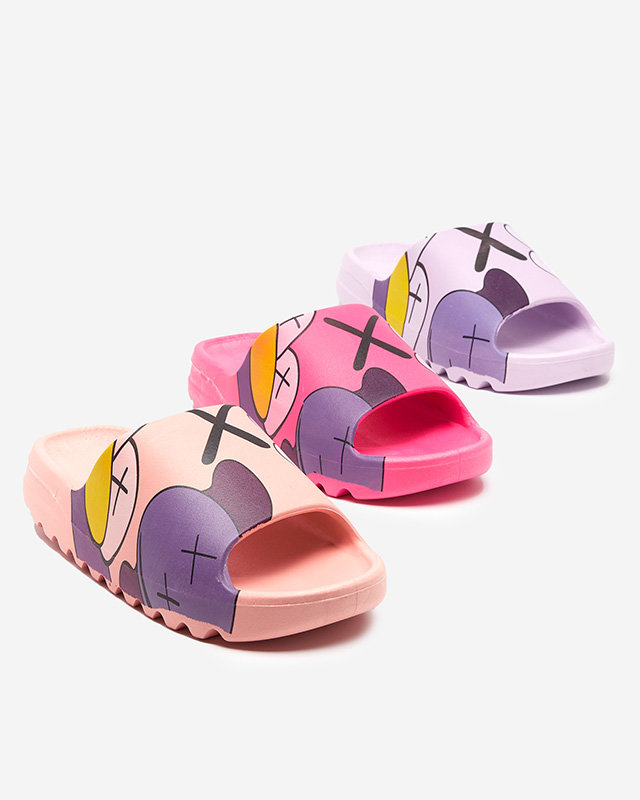 OUTLET Papuci de cauciuc dama fuchsia cu imprimeu Pfizz-Footwear