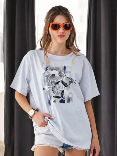 Royalfashion Tricou din bumbac pentru femei cu imprimeu