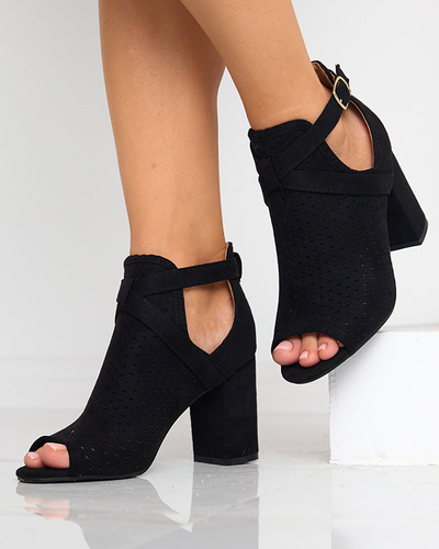 OUTLET Sandale negre ajurate pentru damă pe stâlpul Rilose - Încălțăminte