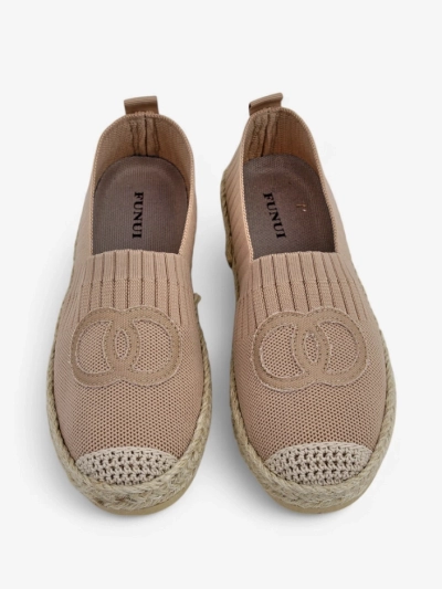 Espadrile de damă Callisto maro deschis, toc plat, piele ecologică