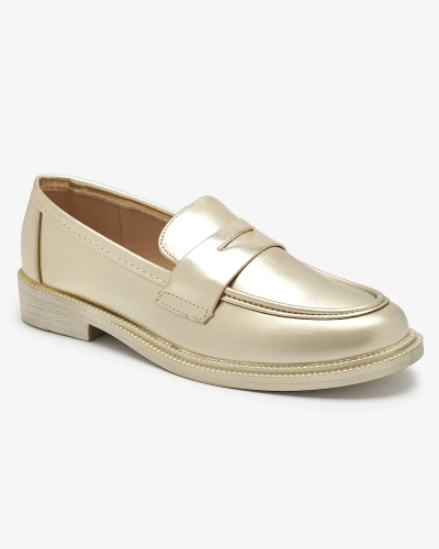 Mocasini aurii de damă din piele ecologică Zibom- Footwear