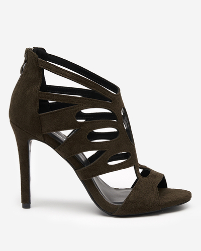 Sandale de damă verde închis pe toc înalt Etrop - Încălțăminte