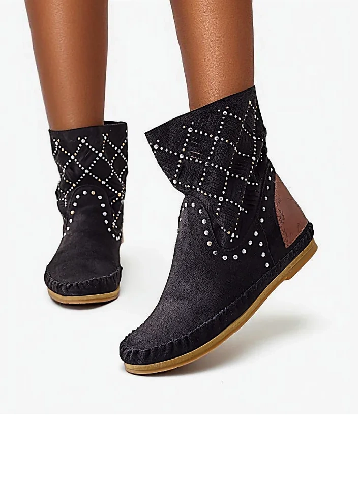 Cizme de gleznă Royalfashion pentru femei cu toc mic și ținte Stil Indian