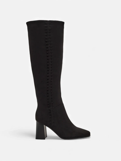 Cizme de damă din piele ecologică întoarsă cu toc gros Fottor