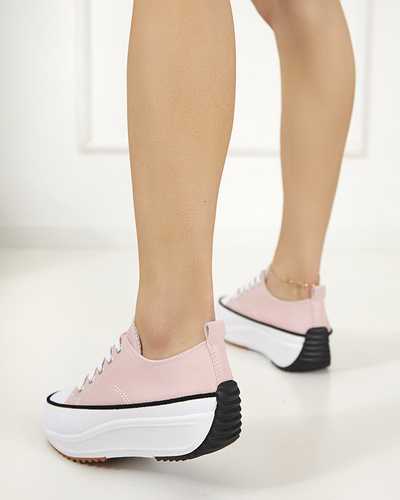 Pantofi sport dama roz deschis a'la tenisi Tenemika din piele ecologica - Incaltaminte